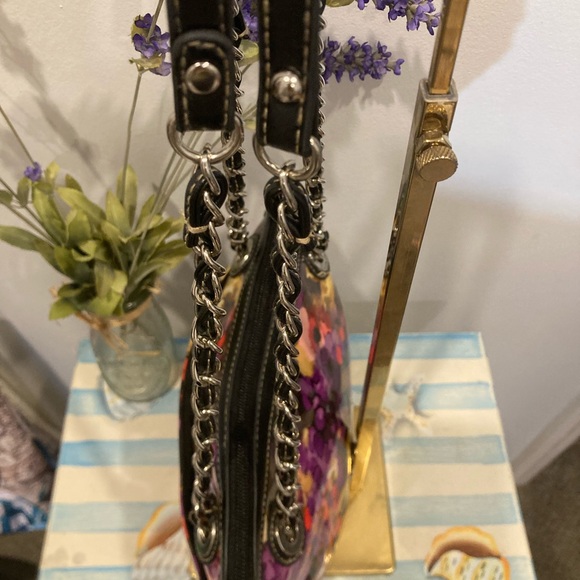 Ellen Tracy Purple Floral Shoulder Bag - Picture 5 of 7